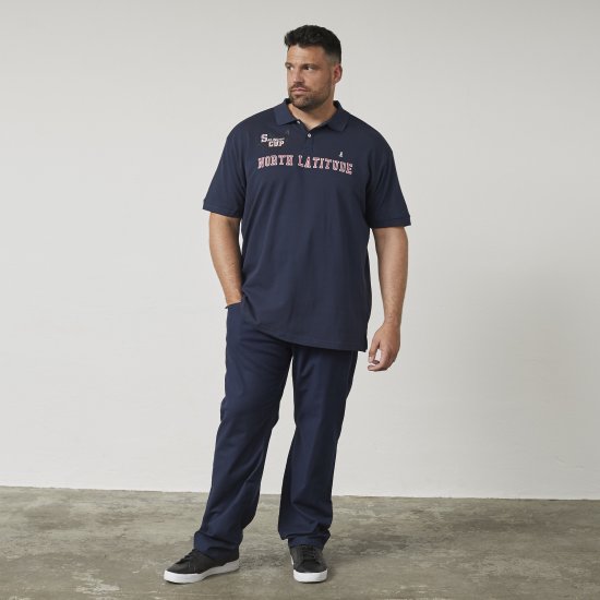 North Latitude 61131 Pikē Polo ar Kontrastpiedurknēm un Izšuvumu Tumši Zila - Polo krekli - Polo krekli - 2XL-8XL