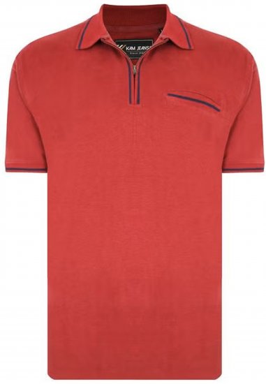 Kam Jeans 5449 Short Sleeve with Zipper Polo Shirt Red - Polo krekli - Polo krekli - 2XL-8XL