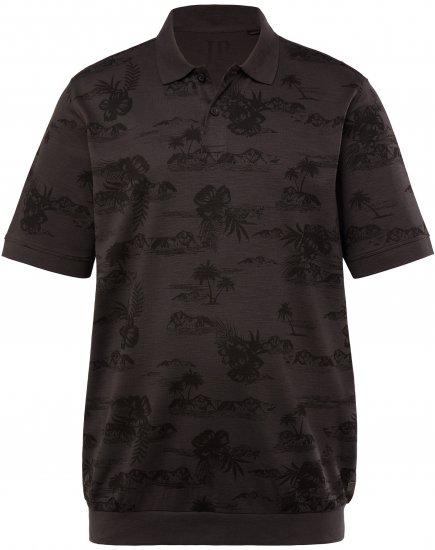 JP1880 Pique with All-over Print Polo Shirt TALL Black - TALL polo krekli - TALL polo krekli gariem vīriešiem
