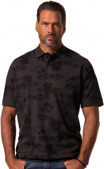 JP1880 Pique with All-over Print Polo Shirt TALL Black - TALL polo krekli - TALL polo krekli gariem vīriešiem
