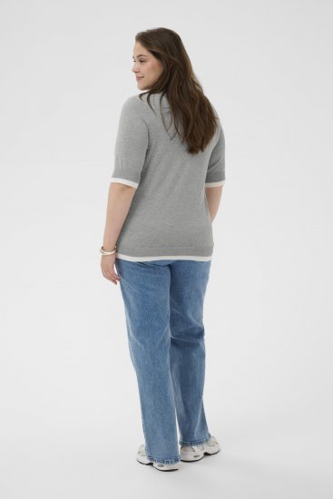 Kaffe Curve Lizzy Contrast Knitted Polo Grey Melange - Polo krekli - 