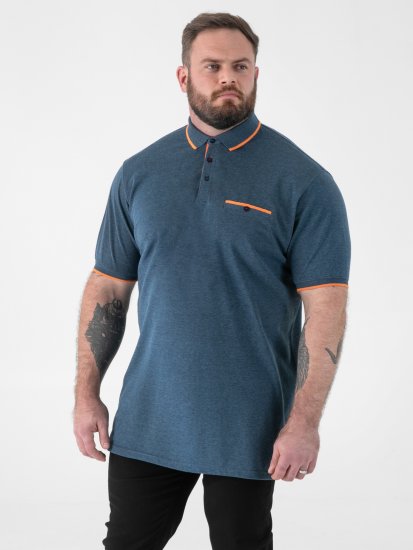 D555 Harvey Pique with Jacquard Collar & Cuffs Polo Teal - Polo krekli - Polo krekli - 2XL-8XL