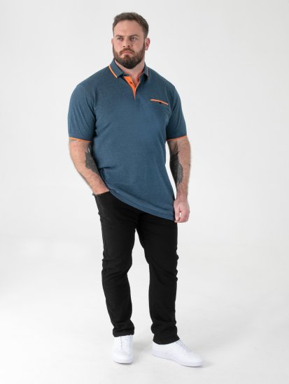 D555 Harvey Pique with Jacquard Collar & Cuffs Polo Teal - Polo krekli - Polo krekli - 2XL-8XL