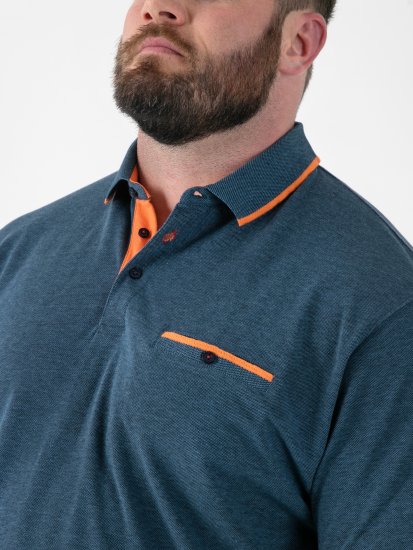 D555 Harvey Pique with Jacquard Collar & Cuffs Polo Teal - Polo krekli - Polo krekli - 2XL-8XL