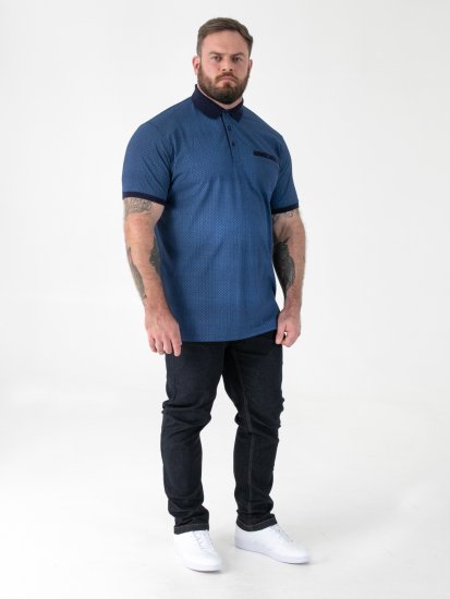D555 Murray Printed Jacquard Collar & Cuff Short Sleeve Polo Blue - Polo krekli - Polo krekli - 2XL-8XL