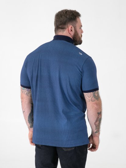 D555 Murray Printed Jacquard Collar & Cuff Short Sleeve Polo Blue - Polo krekli - Polo krekli - 2XL-8XL