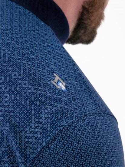 D555 Murray Printed Jacquard Collar & Cuff Short Sleeve Polo Blue - Polo krekli - Polo krekli - 2XL-8XL