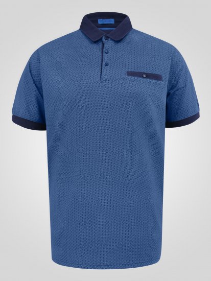 D555 Murray Printed Jacquard Collar & Cuff Short Sleeve Polo Blue - Polo krekli - Polo krekli - 2XL-8XL