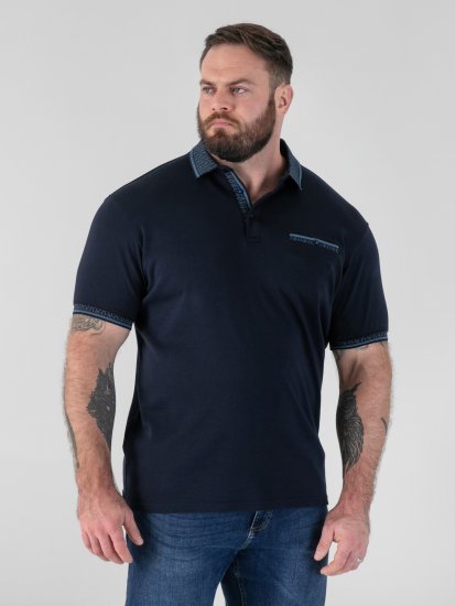 D555 Barret Interlock Jacquard Collar & Cuffs Polo Navy - Polo krekli - Polo krekli - 2XL-8XL