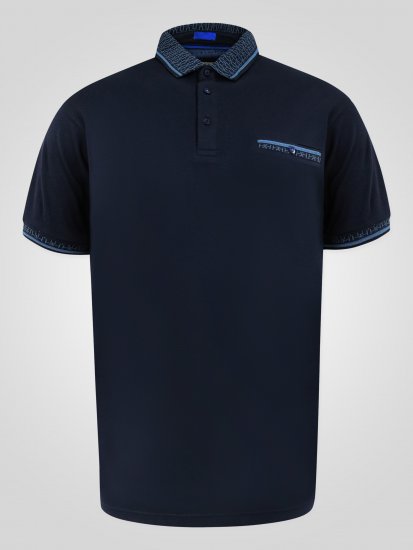 D555 Barret Interlock Jacquard Collar & Cuffs Polo Navy - Polo krekli - Polo krekli - 2XL-8XL
