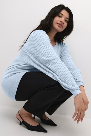Kaffe Curve Lini Knit Džemperis Celestial Blue - Džemperi un džemperi ar kapuci - 