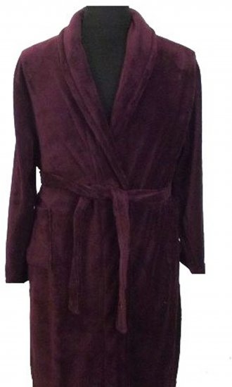 Espionage PJ068 Plain Fleece Gown Burgundy - Peldmētelis/dvieļi - Vīriešu peldmēteļi lieli izmēri
