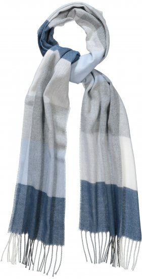 Ulla Popken Woven Check Print Scarf Soft Light Blue - Aksesuāri - 