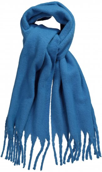 Ulla Popken Trendy Boucle Yarn Fringe Knit Scarf Teal Blue - Aksesuāri - 