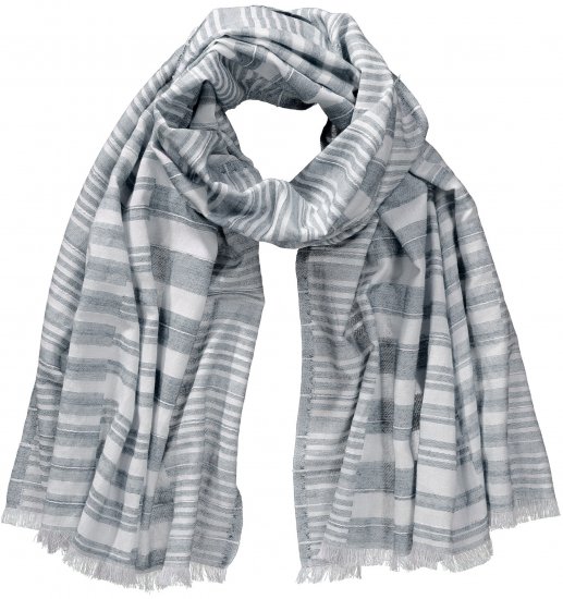 Ulla Popken Striped Statement Scarf Grey - Aksesuāri - 
