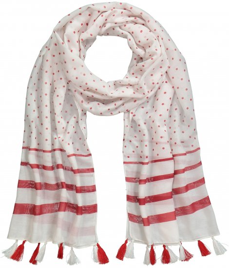 Ulla Popken Dot Print Tassel Accent Scarf Red - Aksesuāri - 