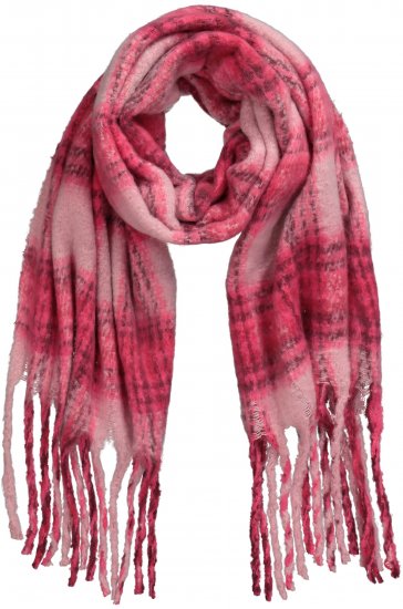 Ulla Popken Plaid Long Fringe Scarf Aubergine - Aksesuāri - 