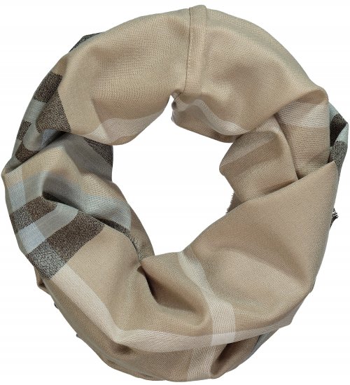 Ulla Popken Plaid Infinity Scarf Brown - Aksesuāri - 