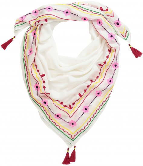 Ulla Popken Tassel Embroidery Scarf Snow White - Aksesuāri - 