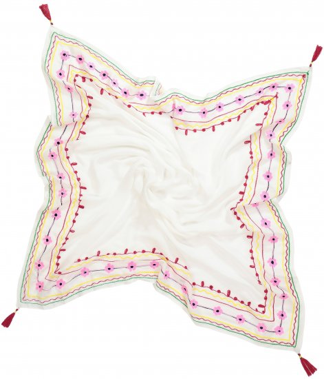 Ulla Popken Tassel Embroidery Scarf Snow White - Aksesuāri - 