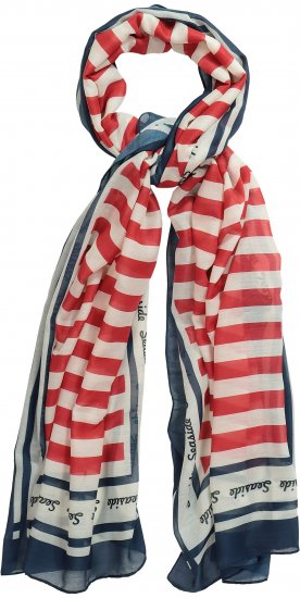 Ulla Popken Mix Stripe Scarf Forest Green - Aksesuāri - 