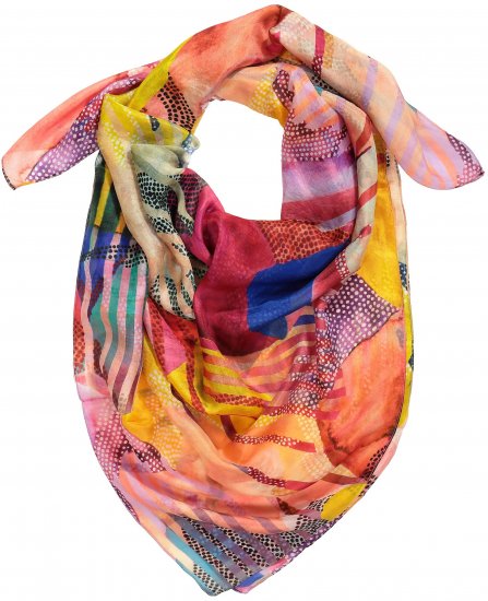 Ulla Popken Colorful Square Silk Scarf Rainbow - Aksesuāri - 