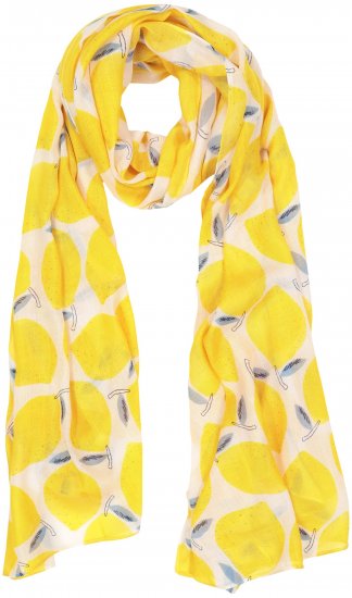 Ulla Popken Lemon Print Scarf Sun Yellow - Aksesuāri - 