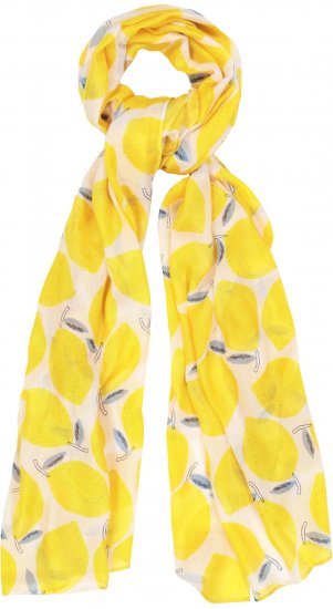 Ulla Popken Lemon Print Scarf Sun Yellow - Aksesuāri - 
