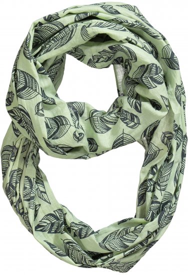 Ulla Popken Leaf Print Infinity Scarf Pistachio - Aksesuāri - 