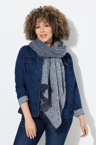 Ulla Popken Fringed Hem Knit Scarf Deep Aqua - Aksesuāri - Sieviešu šalles