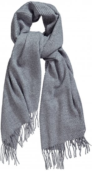 Ulla Popken Ribbed Knit Fringed Hem Scarf Grey Melange - Aksesuāri - 