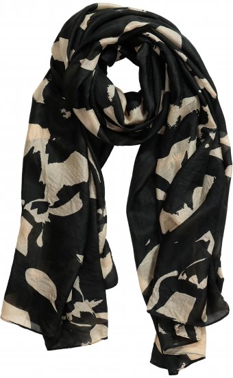 Ulla Popken Printed Silk Scarf Black - Aksesuāri - 