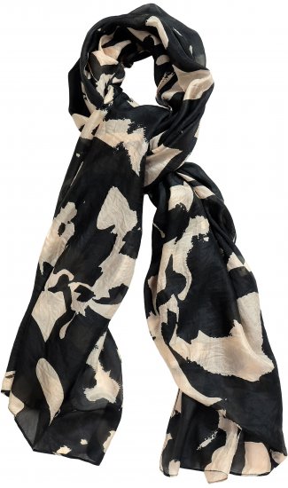 Ulla Popken Printed Silk Scarf Black - Aksesuāri - 