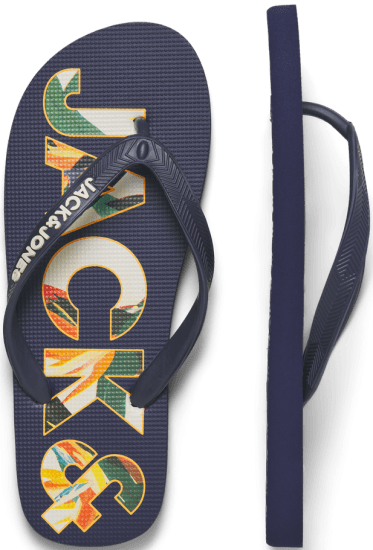 Jack & Jones Logo Palm Print Flip Flop Slippers Medieval Blue - Vīriešu apavi 40-52 - 