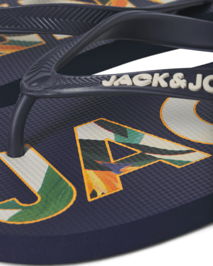 Jack & Jones Logo Palm Print Flip Flop Slippers Medieval Blue - Vīriešu apavi 40-52 - 