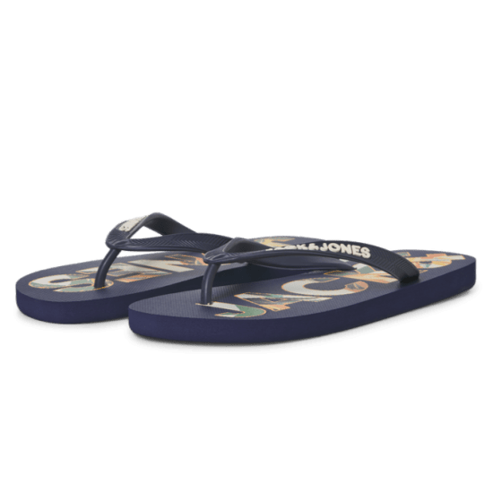 Jack & Jones Logo Palm Print Flip Flop Slippers Medieval Blue - Vīriešu apavi 40-52 - 
