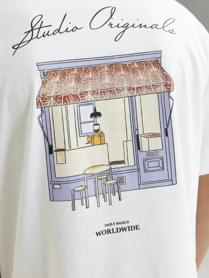 Jack & Jones Lington Back And Front Print Crew Neck T-Shirt Bright White - T-krekli - T-krekli - 2XL-14XL