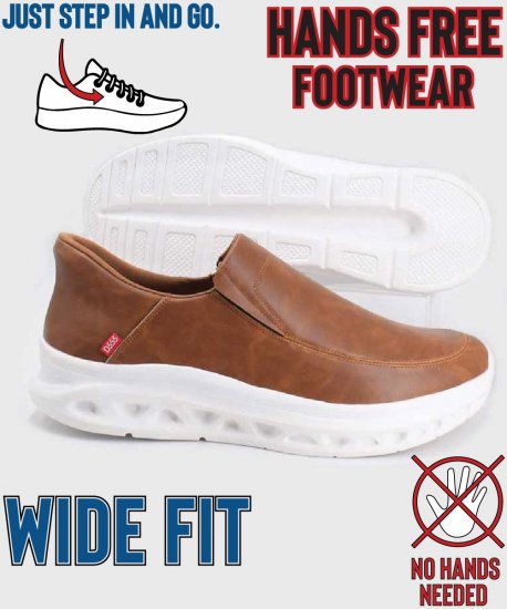 D555 Carlisle 1 D555 Kingsize Hands Free Shoes Dark Tan - Vīriešu apavi 40-52 - 