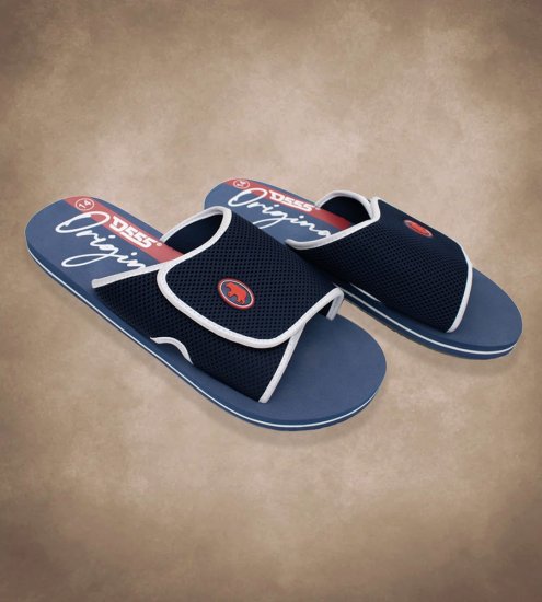 D555 DRAKE Slippers With Velcro Fastening Navy - Vīriešu apavi 40-52 - 