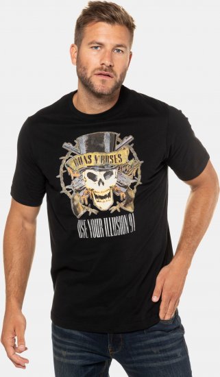 JP1880 Guns N’ Roses Skull Comfort Fit Band T-Shirt Black - T-krekli - T-krekli - 2XL-14XL