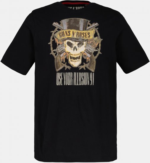 JP1880 Guns N’ Roses Skull Comfort Fit Band T-Shirt Black - T-krekli - T-krekli - 2XL-14XL