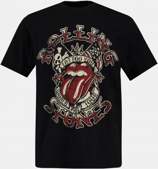 JP1880 Rolling Stones Graphic Comfort Fit Band T-Shirt Black - T-krekli - T-krekli - 2XL-14XL