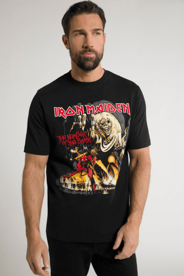JP1880 Iron Maiden - Number of the Beast Graphic Comfort Fit Band T-Shirt Black - T-krekli - T-krekli - 2XL-14XL