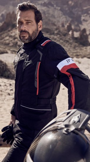 JP1880 Sporty Touring Motorcycle Jacket Black & Red - Motociklu apģērbi plus izmēros - Liela izmēra motociklu apģērbs vīriešiem