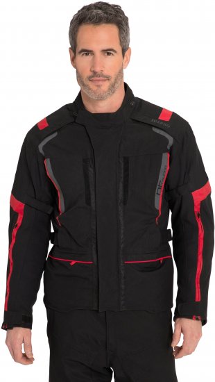 JP1880 Sporty Touring Motorcycle Jacket Black & Red - Motociklu apģērbi plus izmēros - Liela izmēra motociklu apģērbs vīriešiem