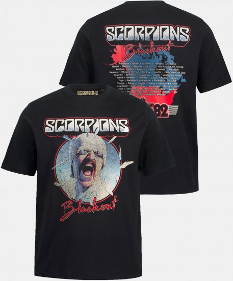 JP1880 Scorpions Blackout Graphic Comfort Fit Band T-Shirt Black - T-krekli - T-krekli - 2XL-14XL