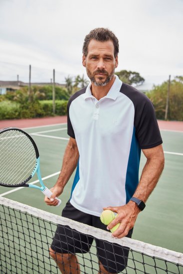 JP1880 FLEXNAMIC® QuickDry Tennis Polo Black-White-Blue - Sporta apģērbs & outdoor - Liela izmēra sporta apģērbi vīriešiem