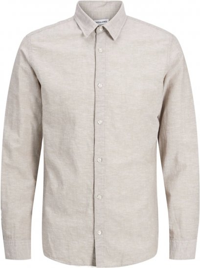 Jack & Jones Breeze Linen Blend Long Sleeve Shirt Crockery - Krekli - Krekli - 2XL-8XL