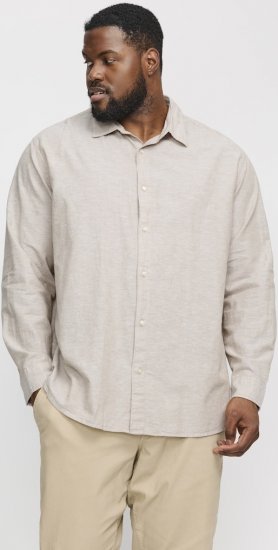 Jack & Jones Breeze Linen Blend Long Sleeve Shirt Crockery - Krekli - Krekli - 2XL-8XL