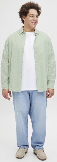 Jack & Jones Breeze Linen Blend Long Sleeve Shirt Iceberg Green - Krekli - Krekli - 2XL-8XL